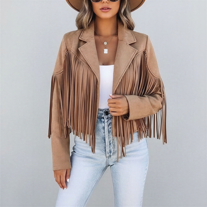 Boheme Ruskind Jakke | Med Frynser | Casual Brug