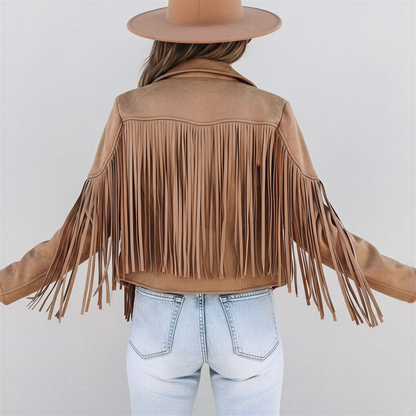 Boheme Ruskind Jakke | Med Frynser | Casual Brug