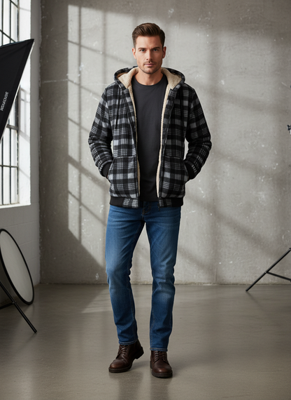 Casual Hættejakke | Varm Sherpa-foret | Vinter