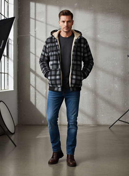 Casual Hættejakke | Varm Sherpa-foret | Vinter