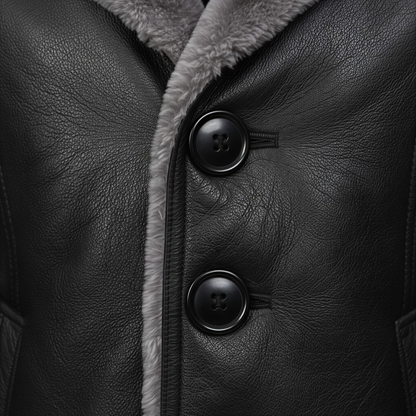 Klassisk Herre Trenchcoat | Imiteret Læder med Pels | Vintermode