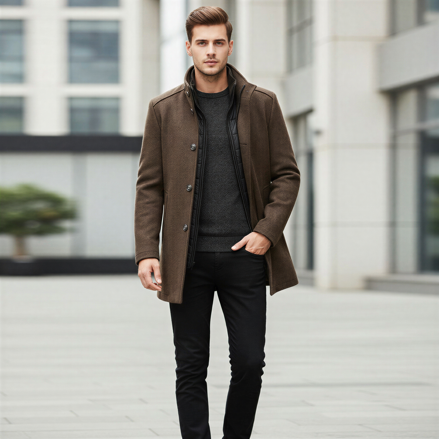 Klassisk Uldfrakke | Varm Gesteppet For | Vinterstil