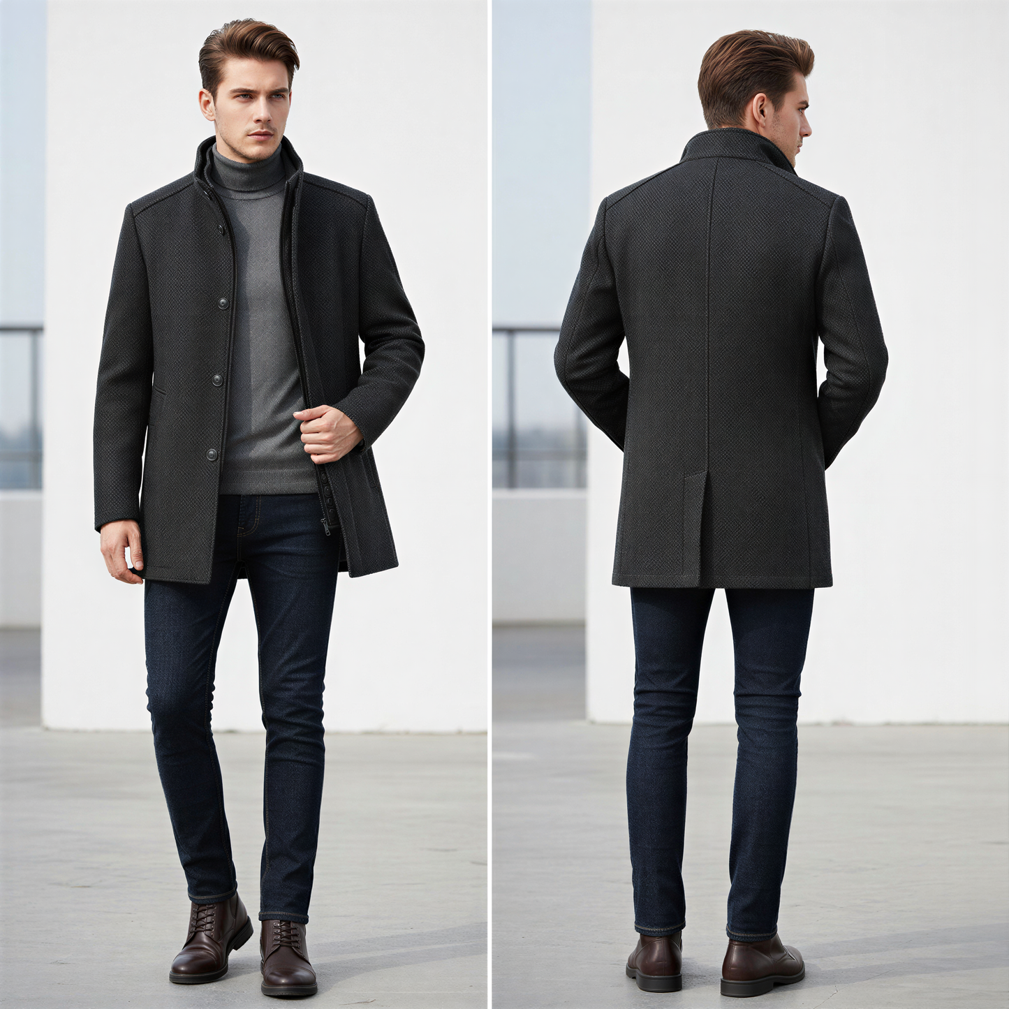 Klassisk Uldfrakke | Varm Gesteppet For | Vinterstil