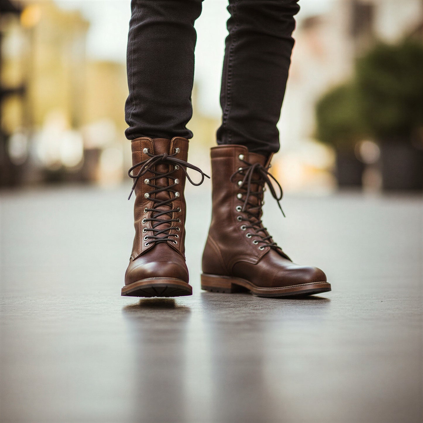 Vintage Læderstøvler | Snøredetaljer | Hverdag & Udendørs