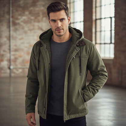 Herre Hættejakke | Varm Fleeceforing | Casual Hverdag