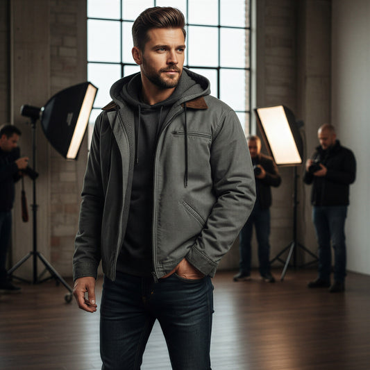 Herre Hættejakke | Varm Fleeceforing | Casual Hverdag