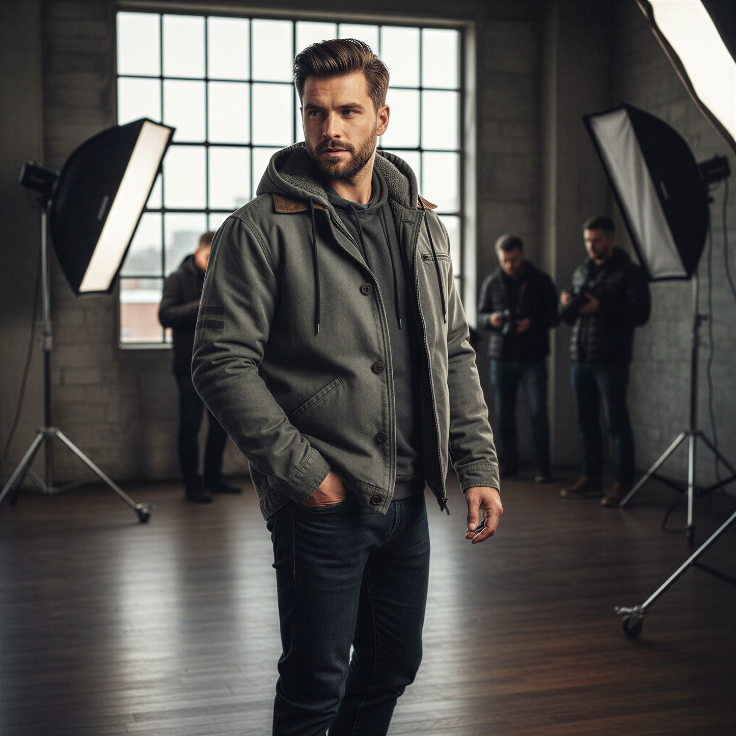 Herre Hættejakke | Varm Fleeceforing | Casual Hverdag