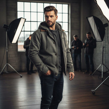 Herre Hættejakke | Varm Fleeceforing | Casual Hverdag