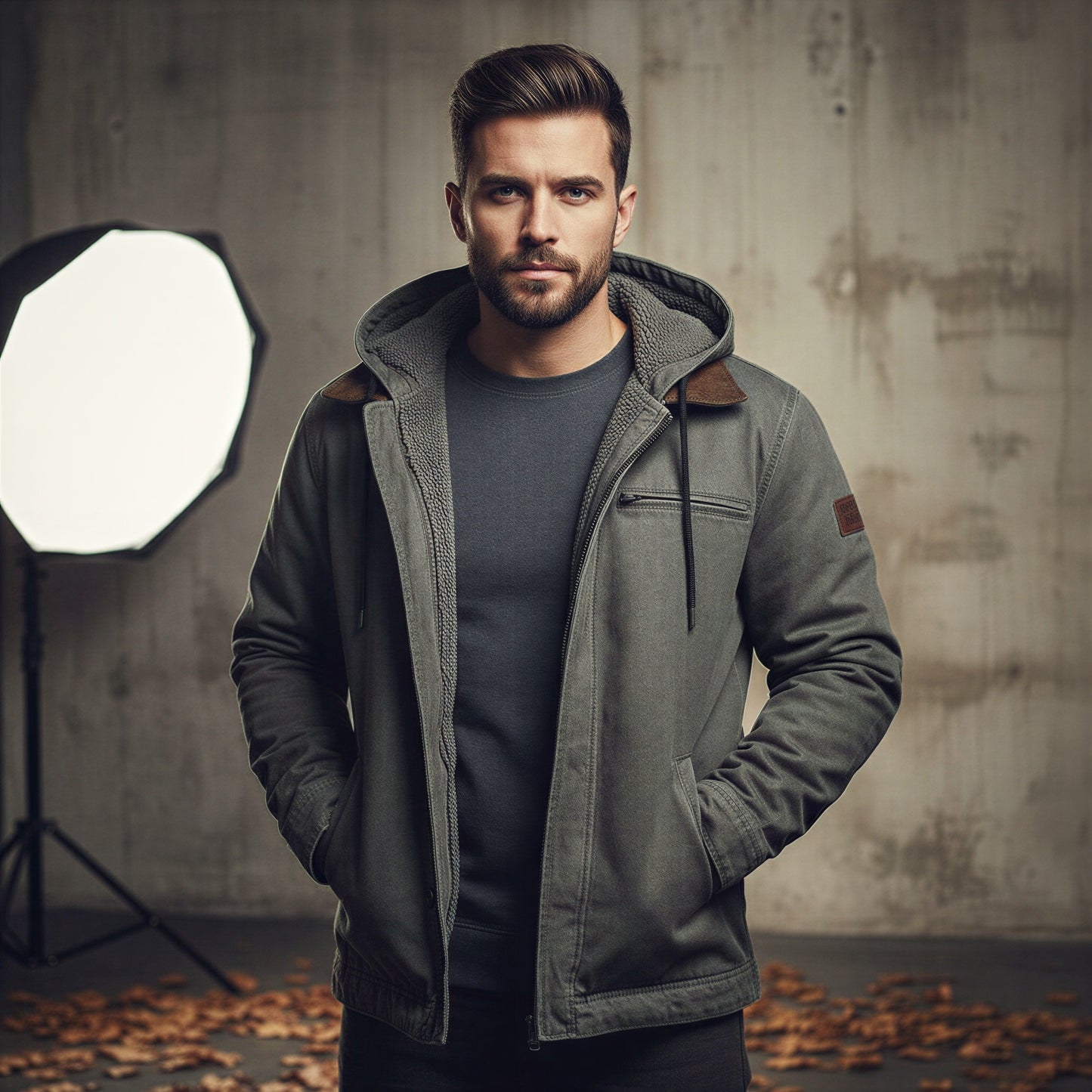 Herre Hættejakke | Varm Fleeceforing | Casual Hverdag