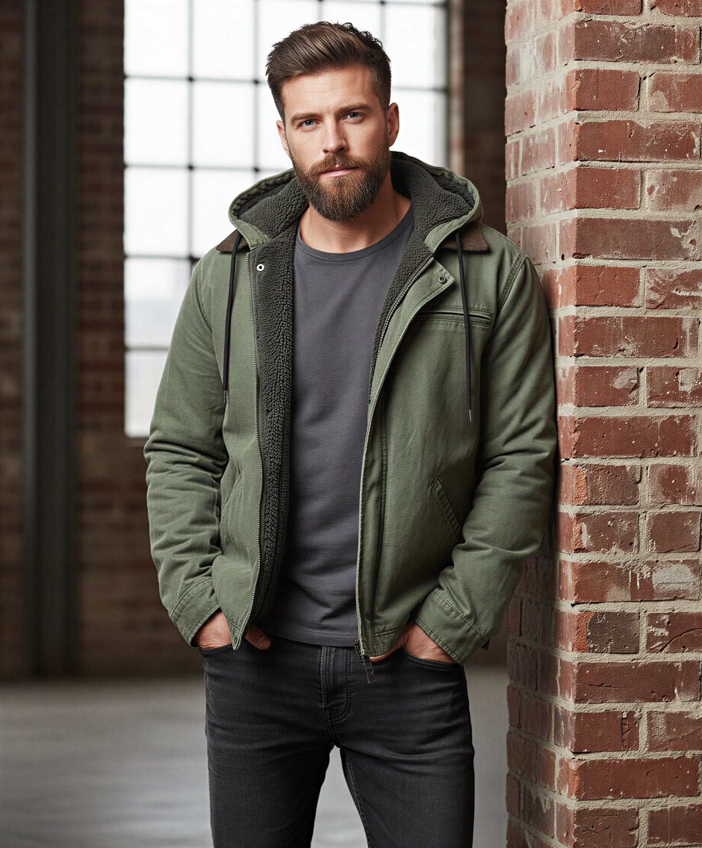 Herre Hættejakke | Varm Fleeceforing | Casual Hverdag