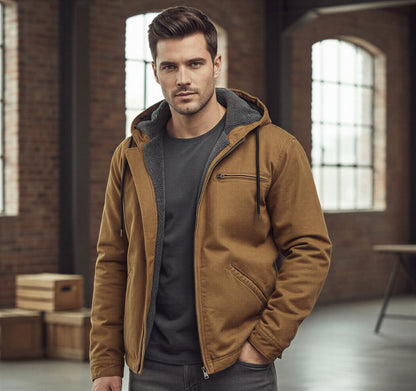 Herre Hættejakke | Varm Fleeceforing | Casual Hverdag