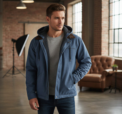 Herre Hættejakke | Varm Fleeceforing | Casual Hverdag