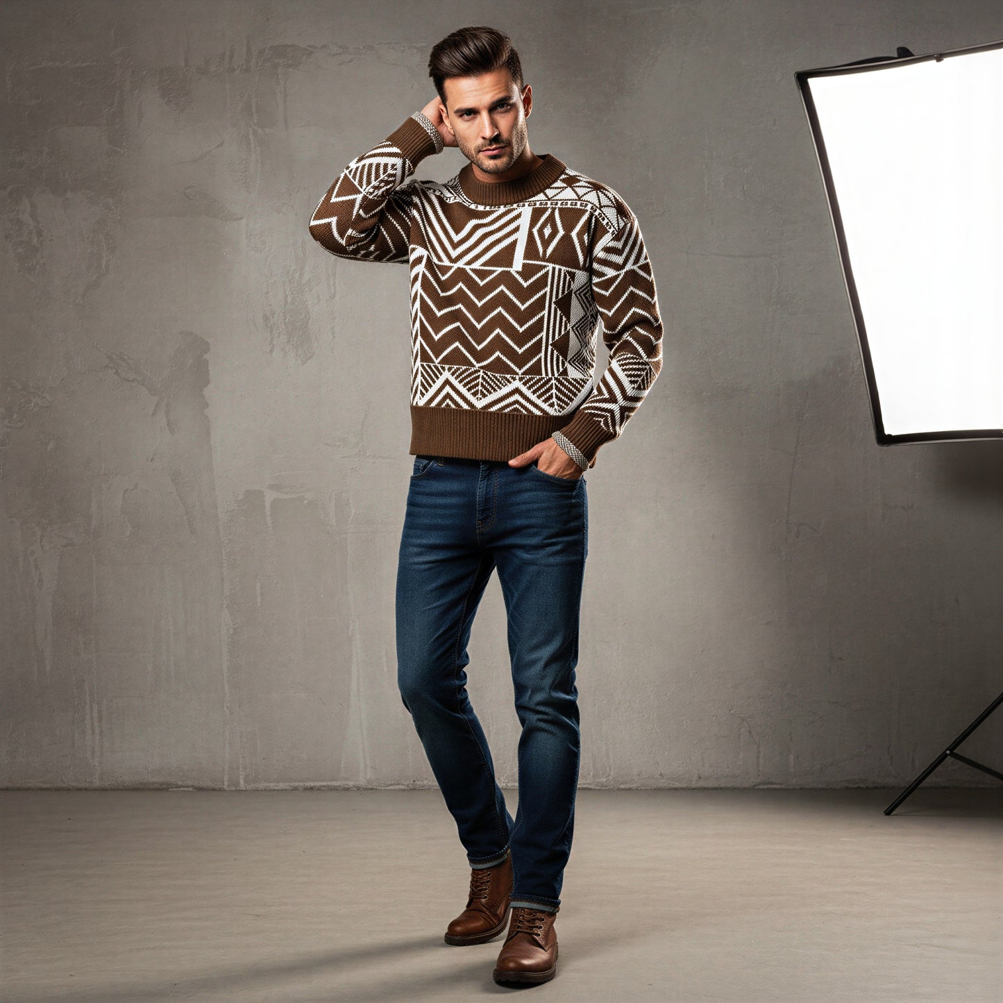 Geometrisk Striktrøje | Vinterstil | Mønstret