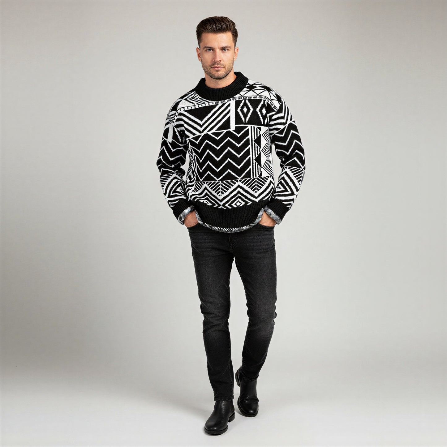 Geometrisk Striktrøje | Vinterstil | Mønstret