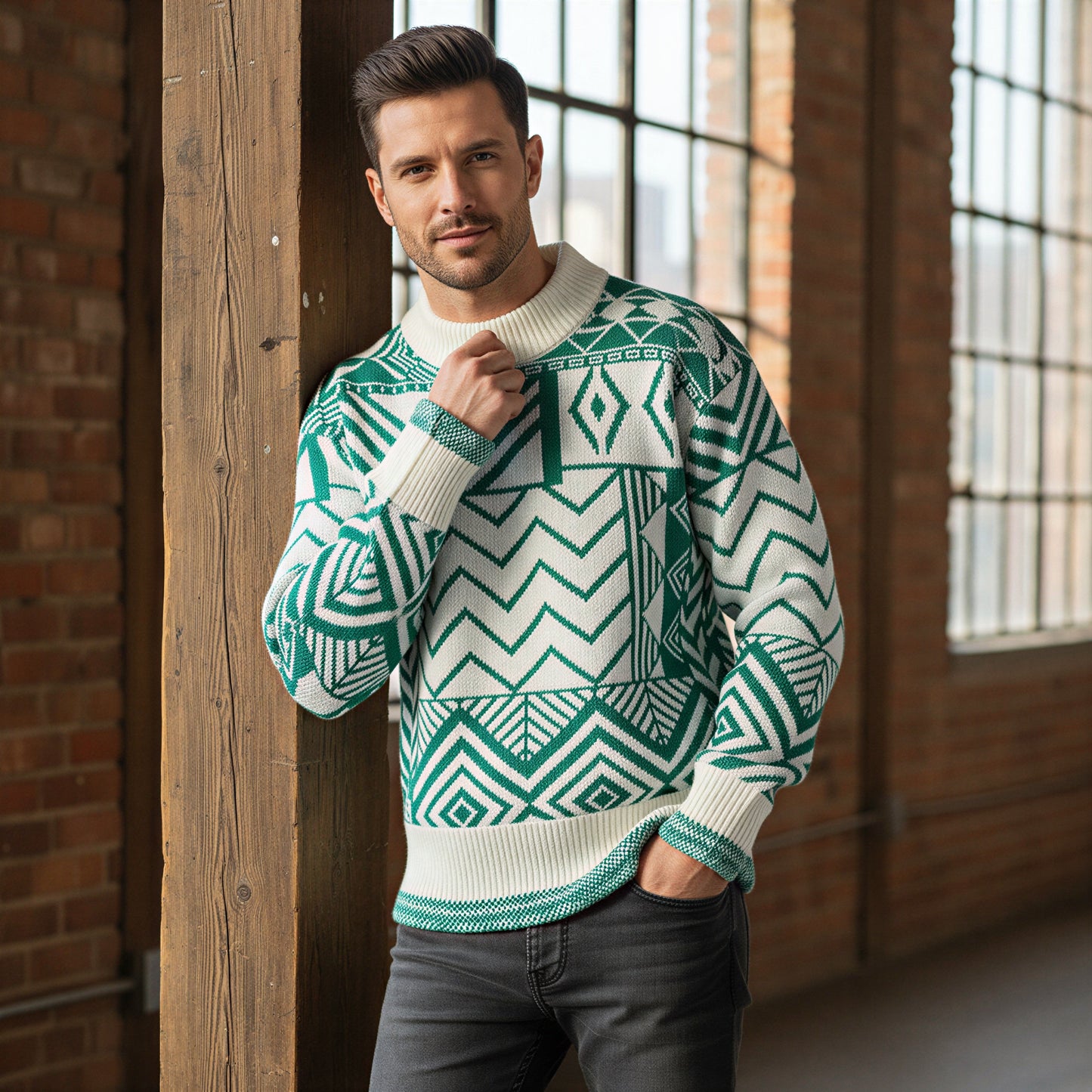 Geometrisk Striktrøje | Vinterstil | Mønstret
