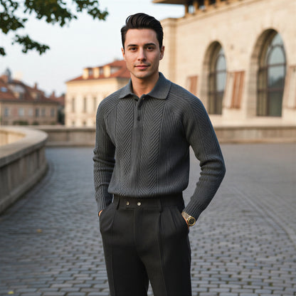 Bruno Strikket Polo | Chevron Mønster | Business Casual