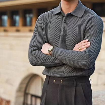 Bruno Strikket Polo | Chevron Mønster | Business Casual