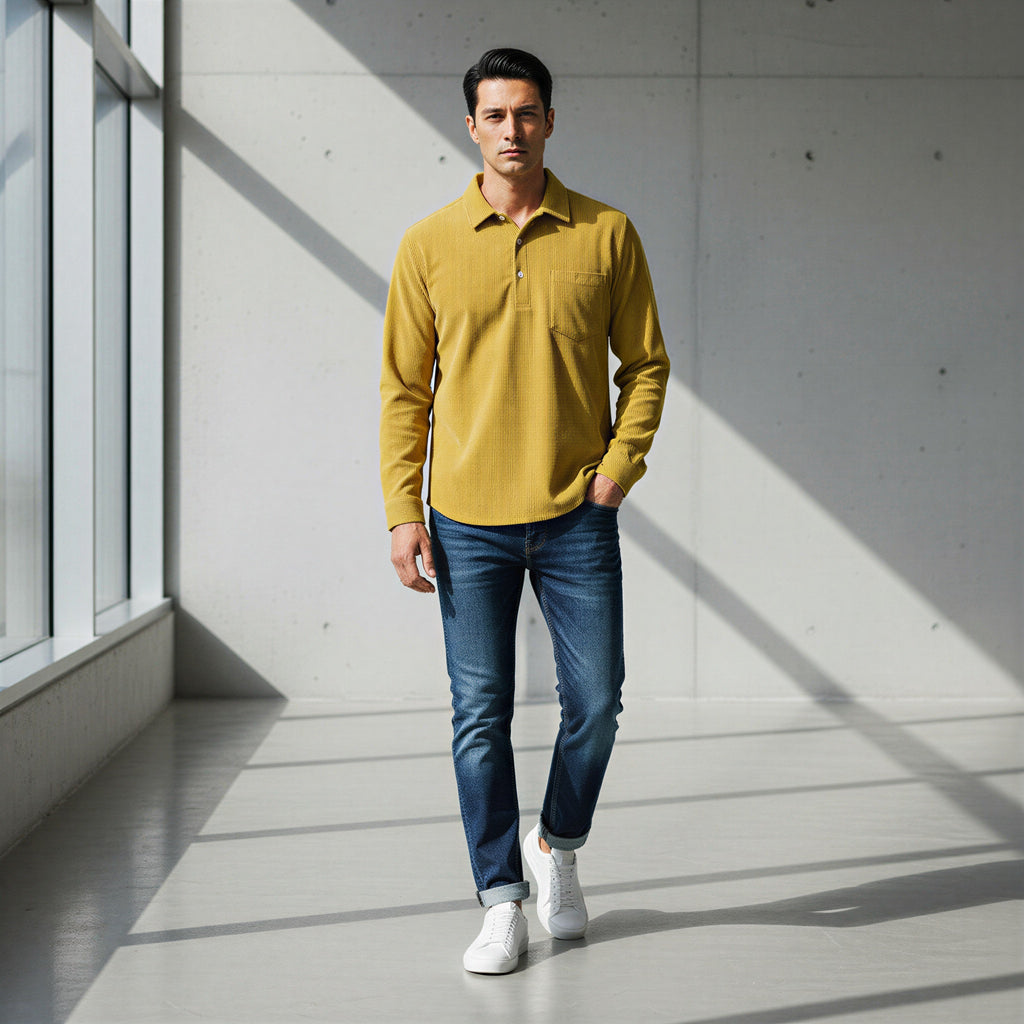 Afslappet Kordfløjlspolo | Klassisk Krave | Efterår/Vinter