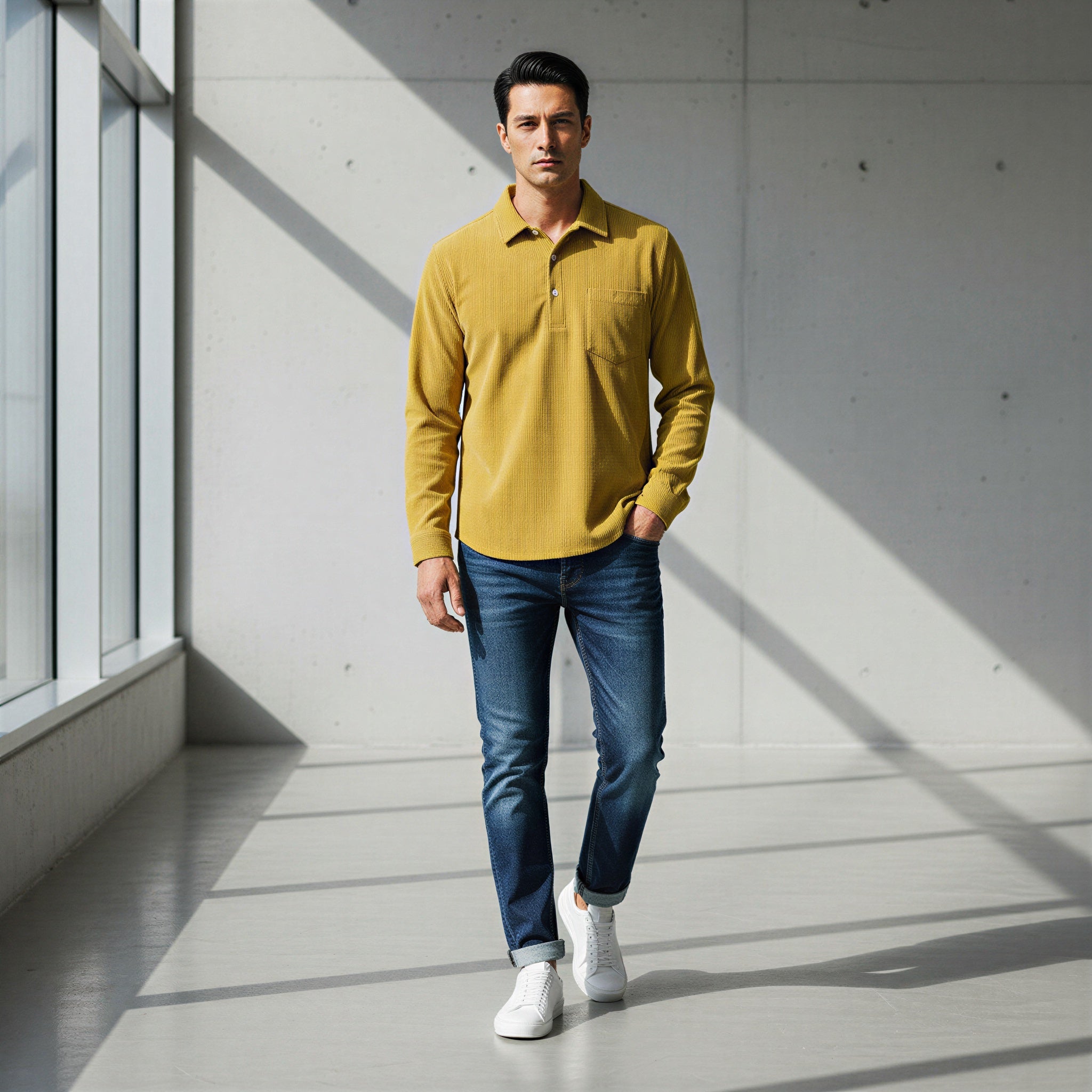 Afslappet Kordfløjlspolo | Klassisk Krave | Efterår/Vinter