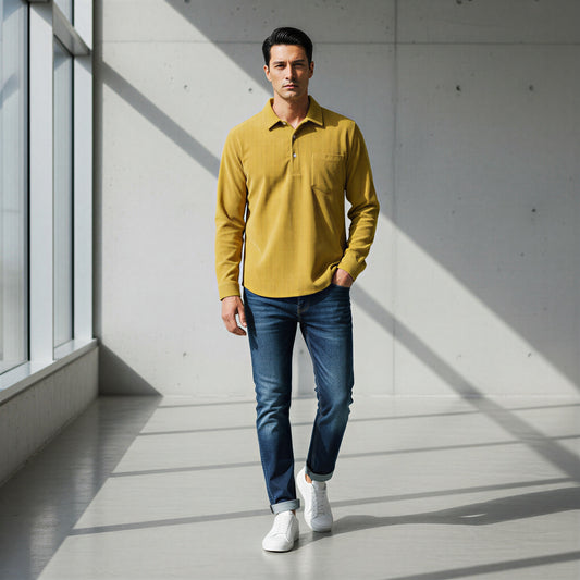 Afslappet Kordfløjlspolo | Klassisk Krave | Efterår/Vinter