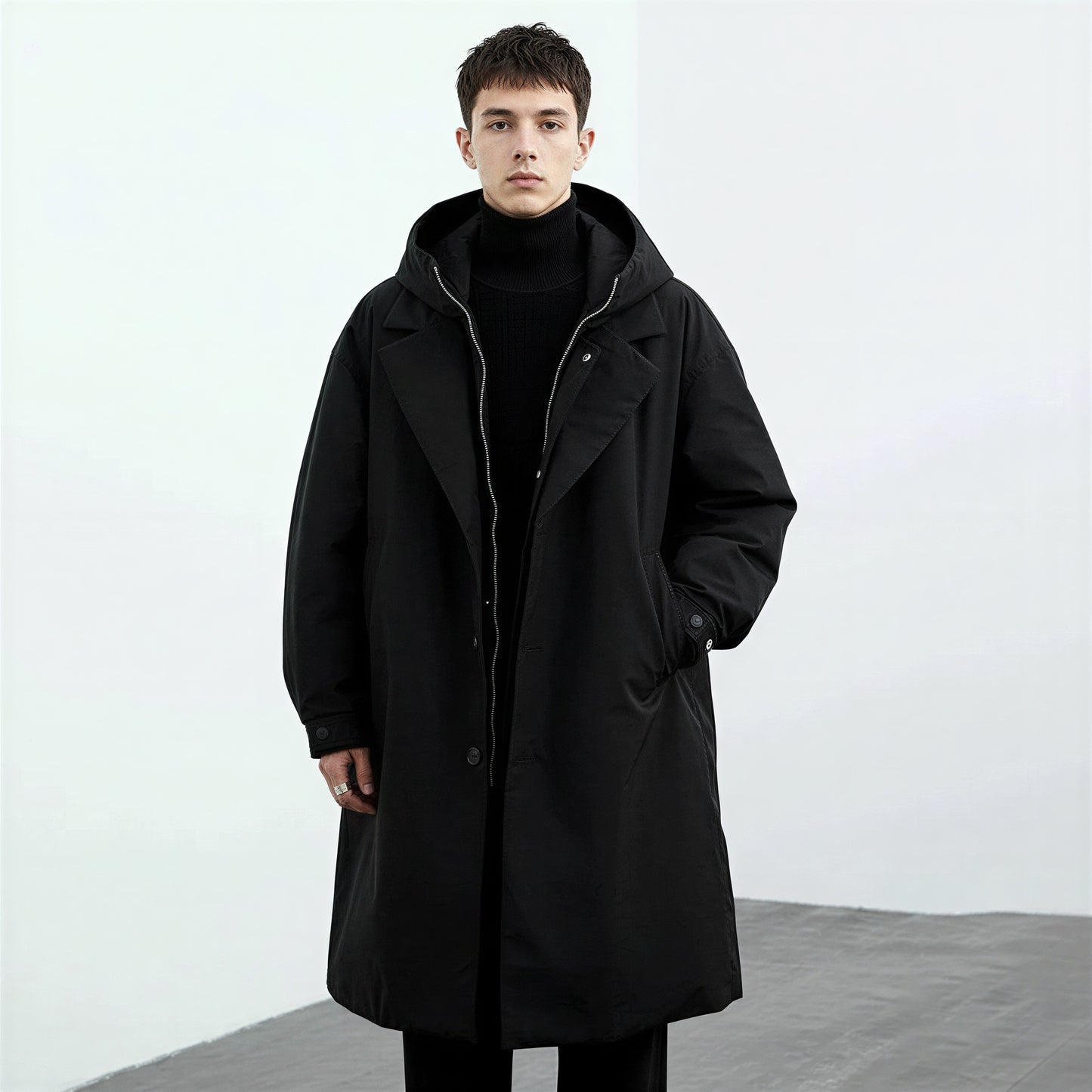 Moderne Herre Frakke | Aftagelig Hætte | Hverdag