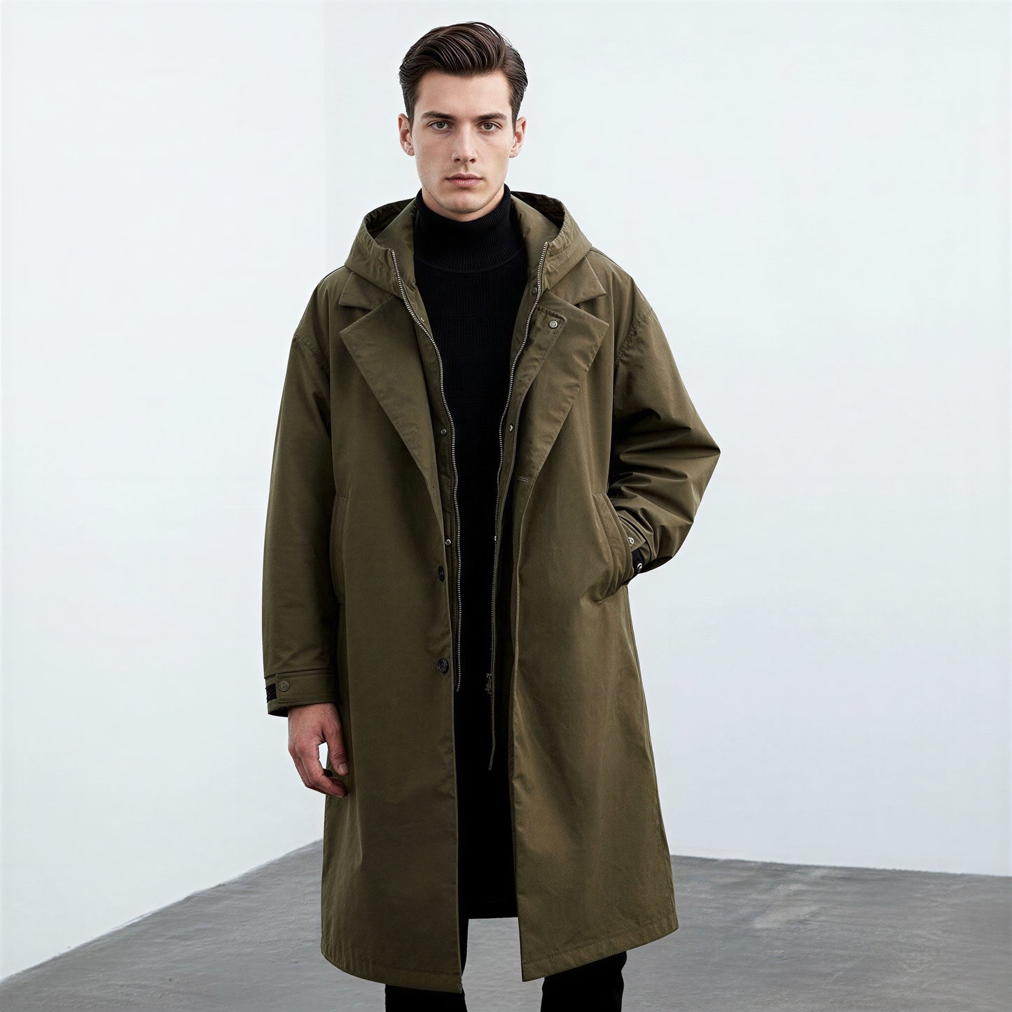 Moderne Herre Frakke | Aftagelig Hætte | Hverdag