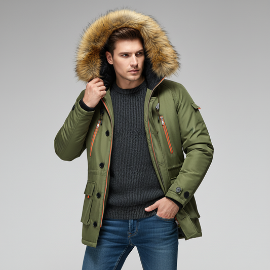 Herre Vinterparka | Med Faux Fur Hætte | Varm og Stilfuld