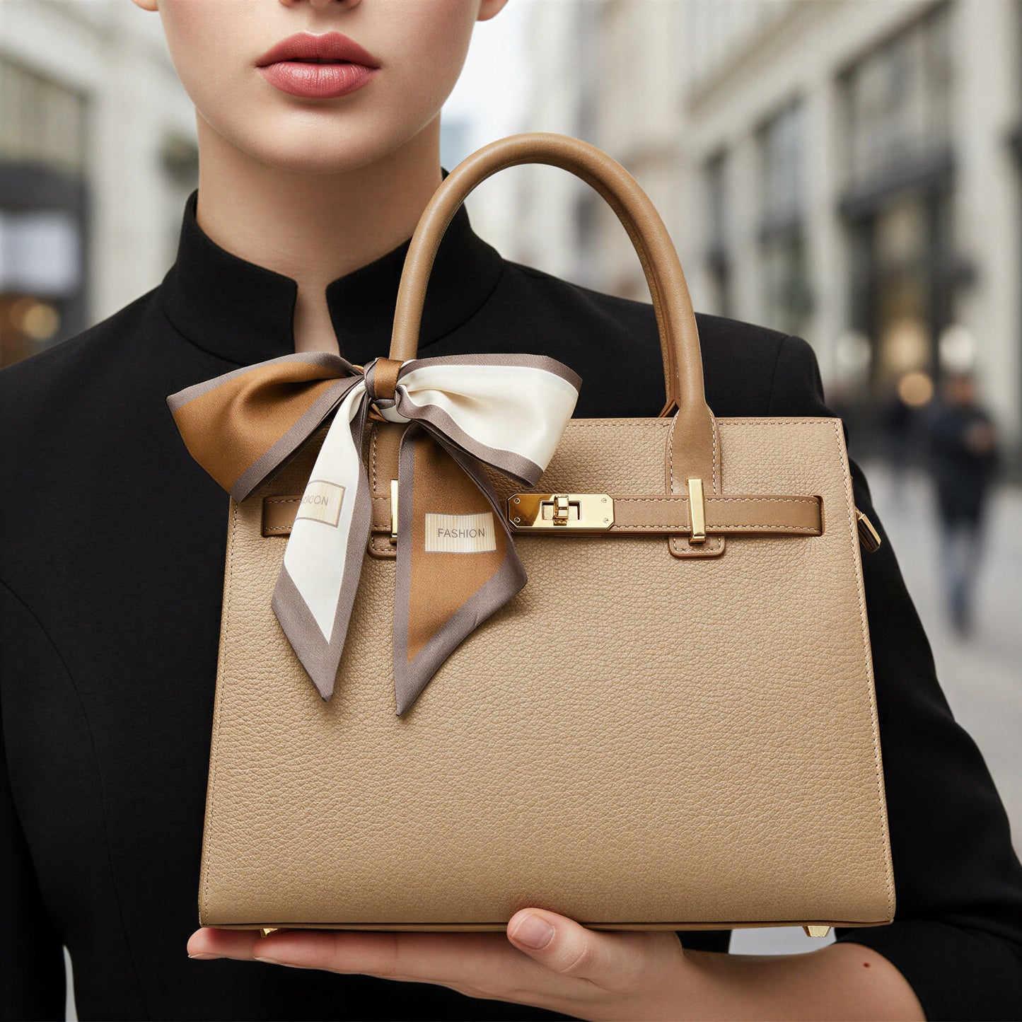 Klassisk Lædertaske | Med Silketørklæde | All Season