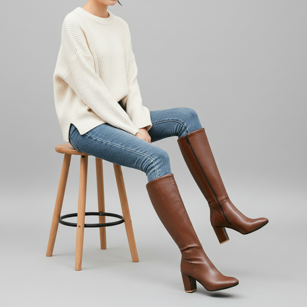 Tidløse Læderstøvler | Blok Hæl | Hverdag & Business Casual