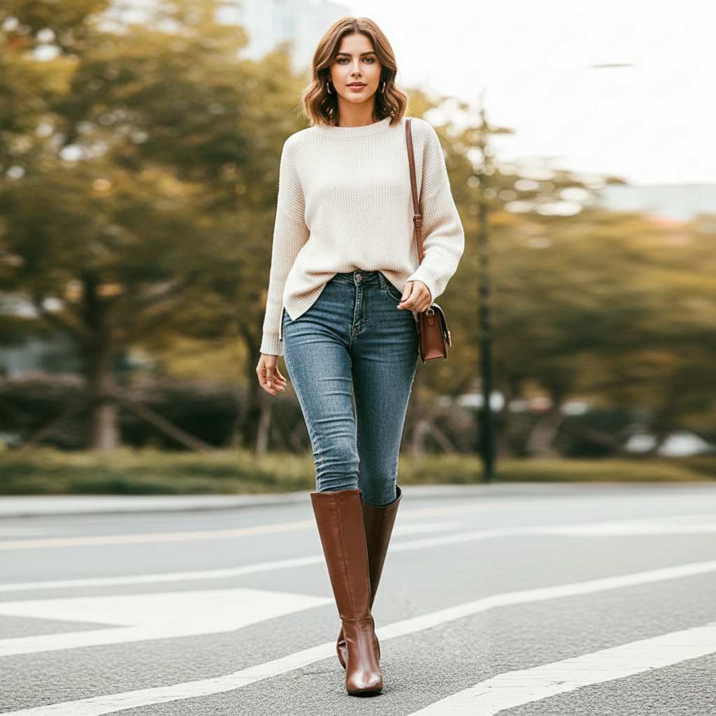 Tidløse Læderstøvler | Blok Hæl | Hverdag & Business Casual