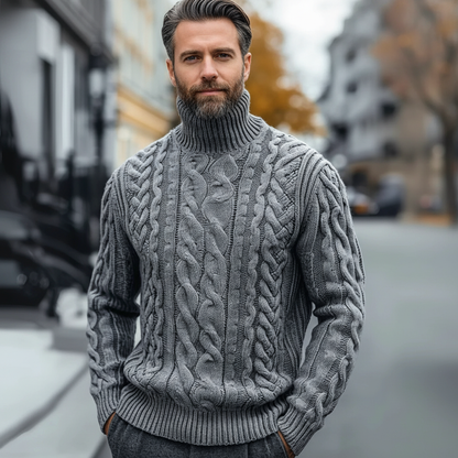 Klassisk Striktrøje | Turtleneck med Zopfmuster | Efterår/Vinter