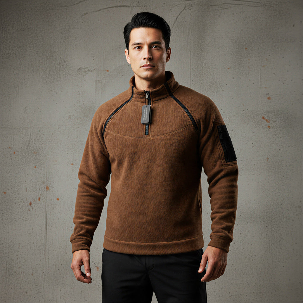 Afslappet Fleece Pullover | Høj Krave med Lynlås | Helårsbeklædning