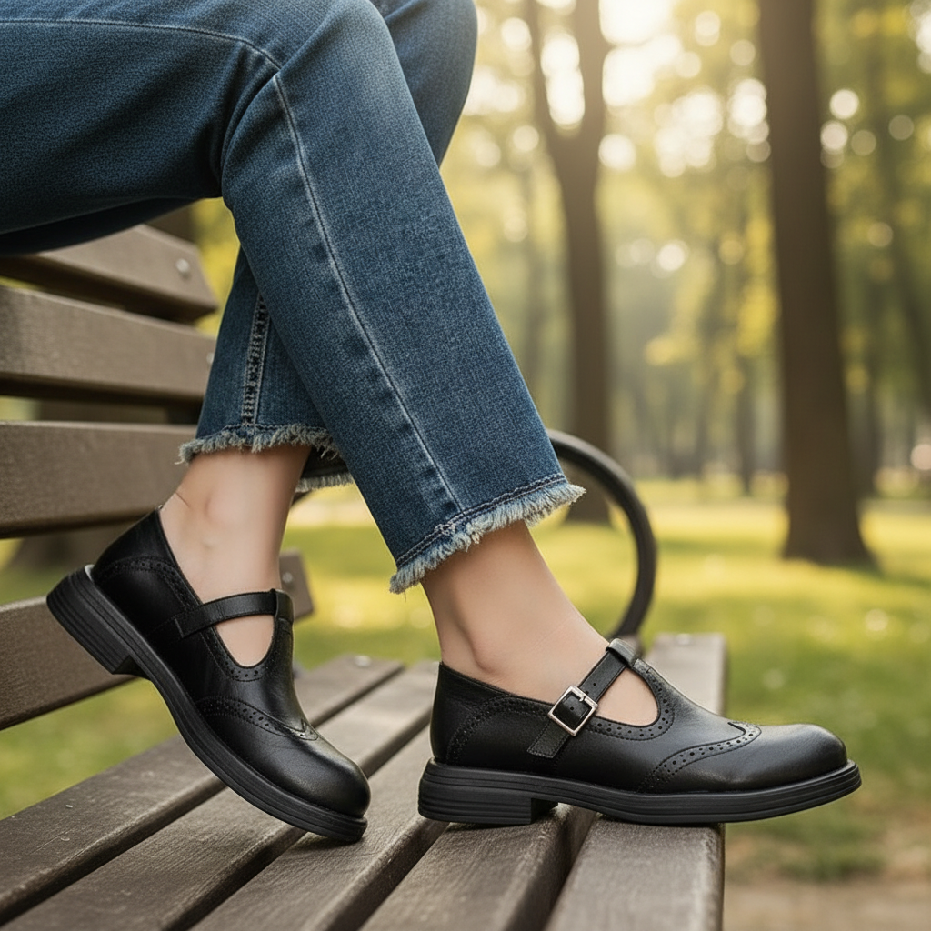 Klassiske Mary Jane Sko | Brogue Detaljer | Hverdag