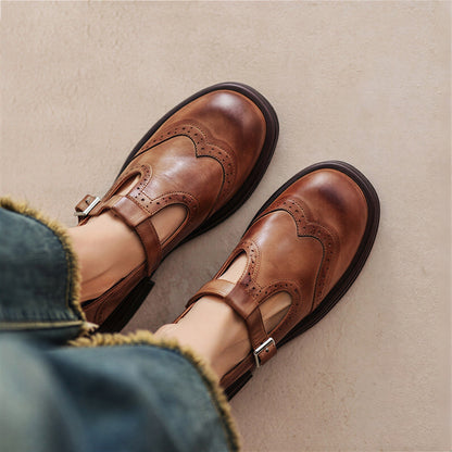 Klassiske Mary Jane Sko | Brogue Detaljer | Hverdag