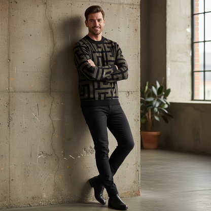 Moderne Striktrøje | Geometrisk Mønster | Casual Wear