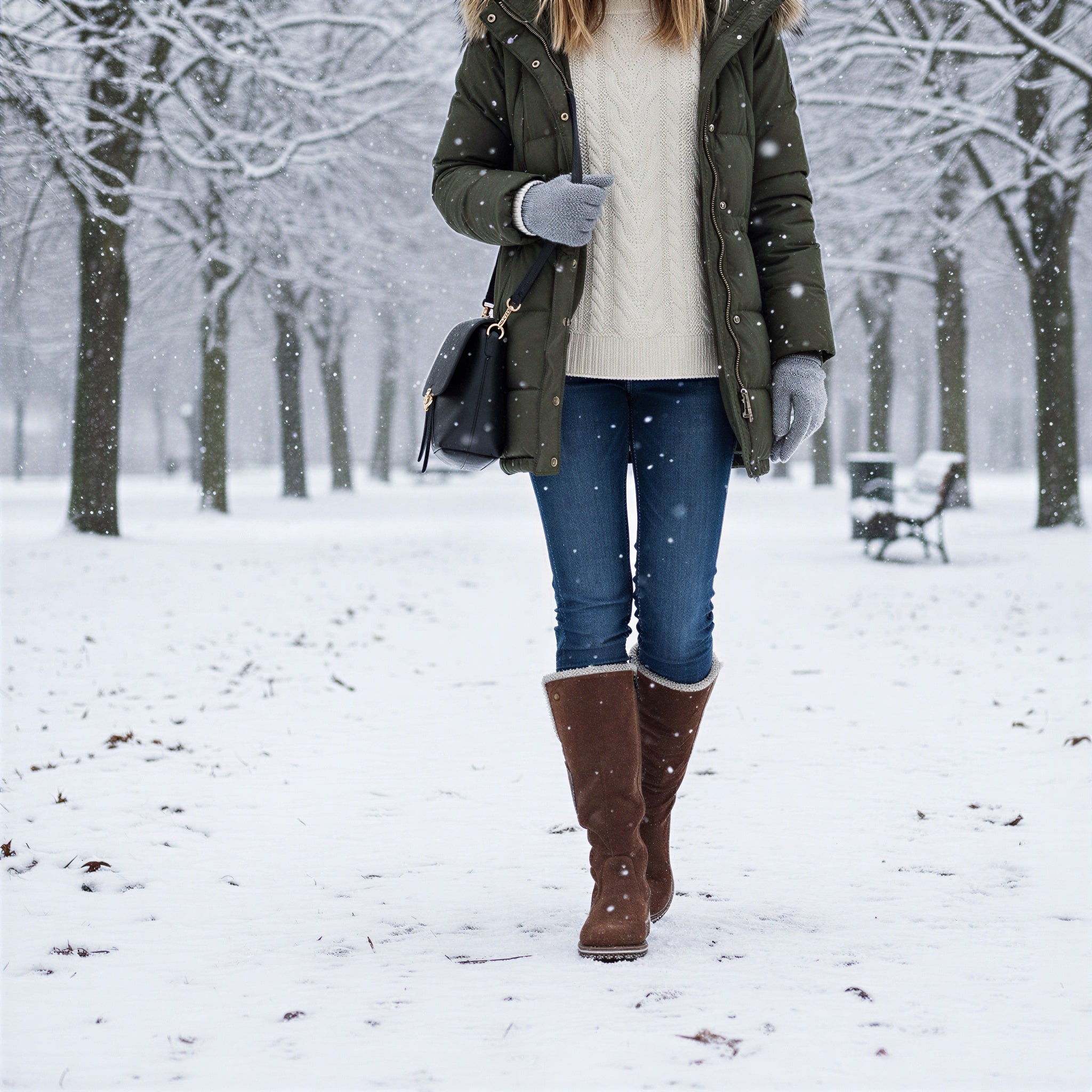 Afslappede Knæhøje Støvler | Varm Ruskind & Pels | Vinterstil