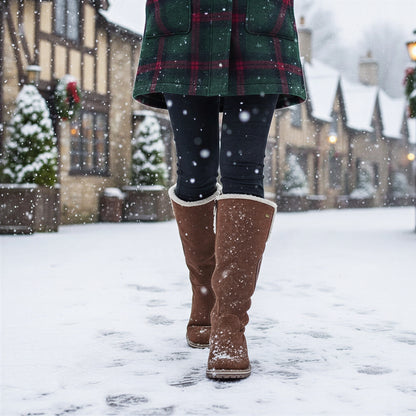 Afslappede Knæhøje Støvler | Varm Ruskind & Pels | Vinterstil