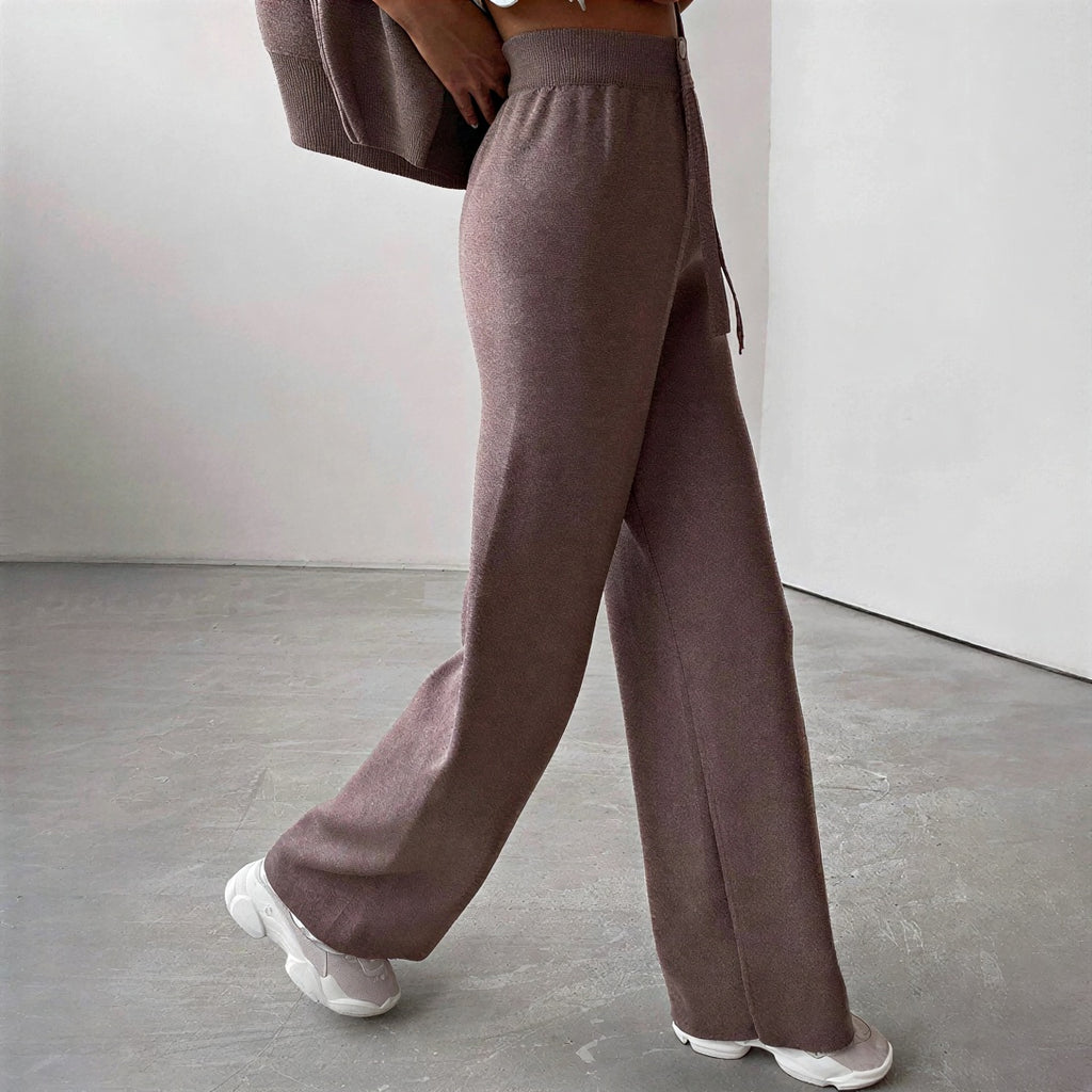 Afslappet Strik Sæt | Høj Hals & Vide Ben | Hjemmebrug & Fritid