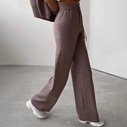 Afslappet Strik Sæt | Høj Hals & Vide Ben | Hjemmebrug & Fritid