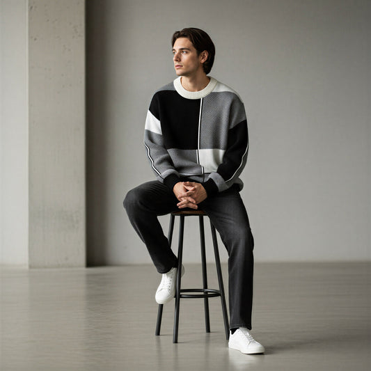 Moderne Striktrøje | Geometrisk Mønster | Casual Hverdag