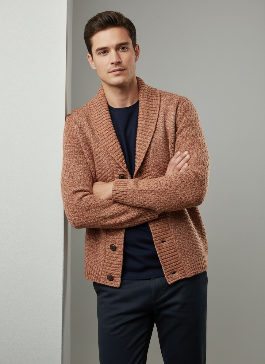 Moderne Strik Cardigan | Herringbone Mønster | Vinter