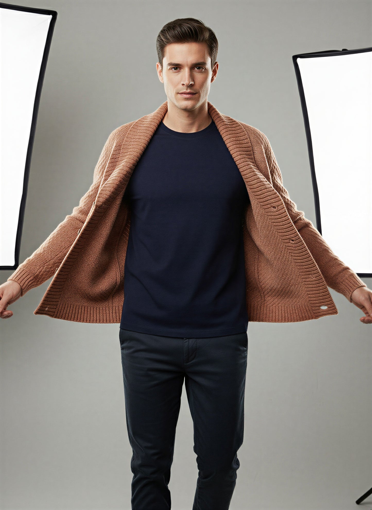 Moderne Strik Cardigan | Herringbone Mønster | Vinter