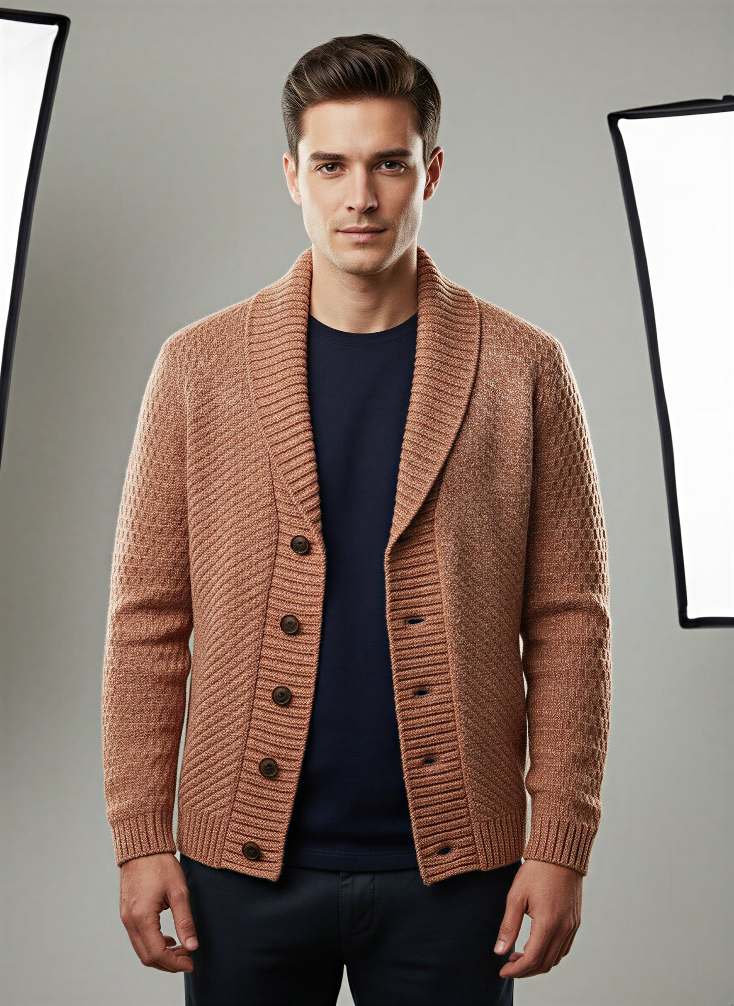 Moderne Strik Cardigan | Herringbone Mønster | Vinter