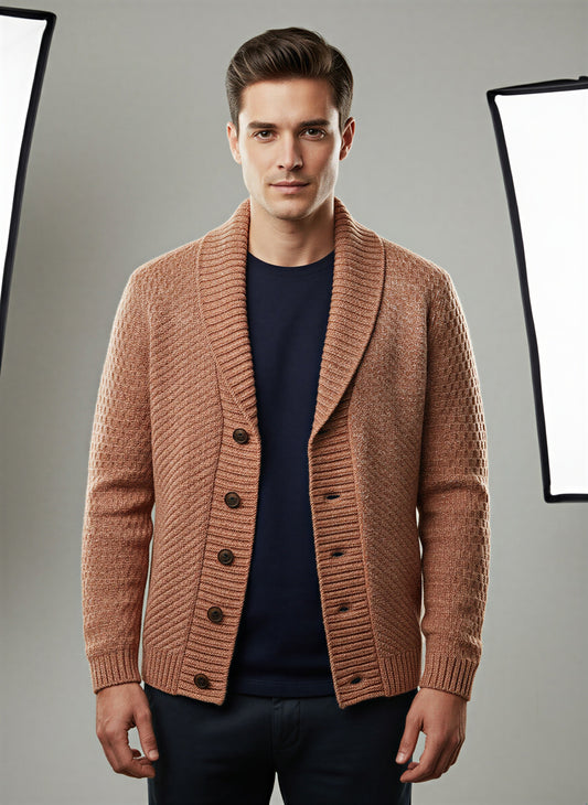 Moderne Strik Cardigan | Herringbone Mønster | Vinter