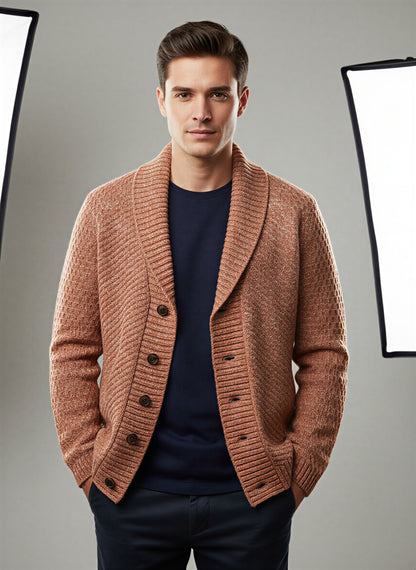 Moderne Strik Cardigan | Herringbone Mønster | Vinter