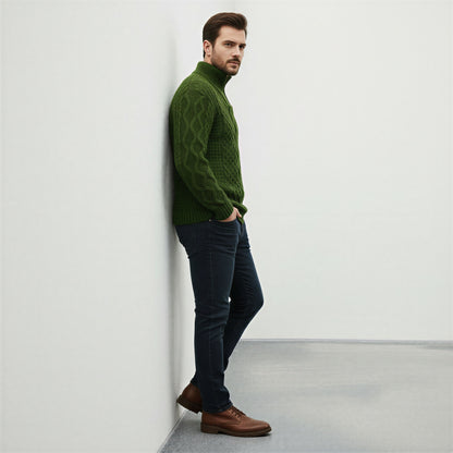 Klassisk Striktrøje | Kabelstrik med Mock Neck | Vinter