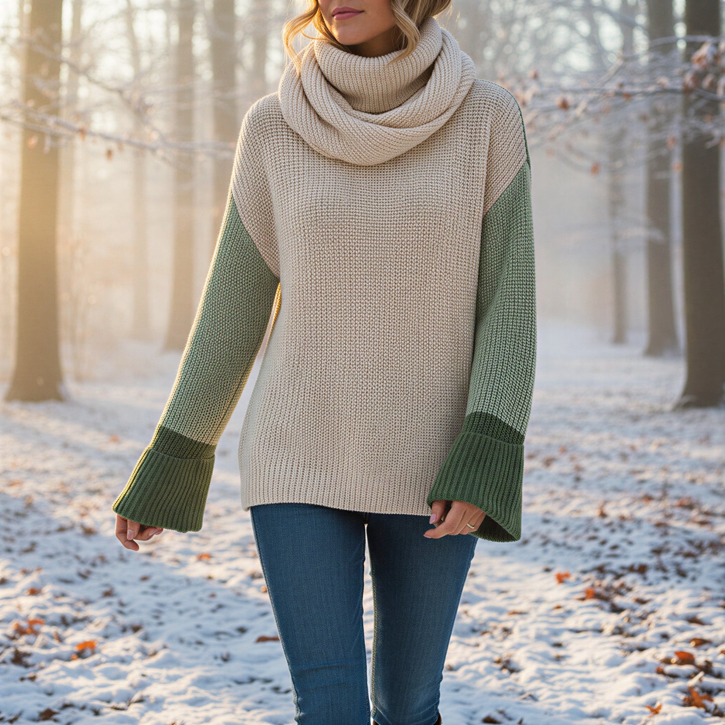 Chic Striktrøje | Kontrastærmer | Afslappet Hverdag