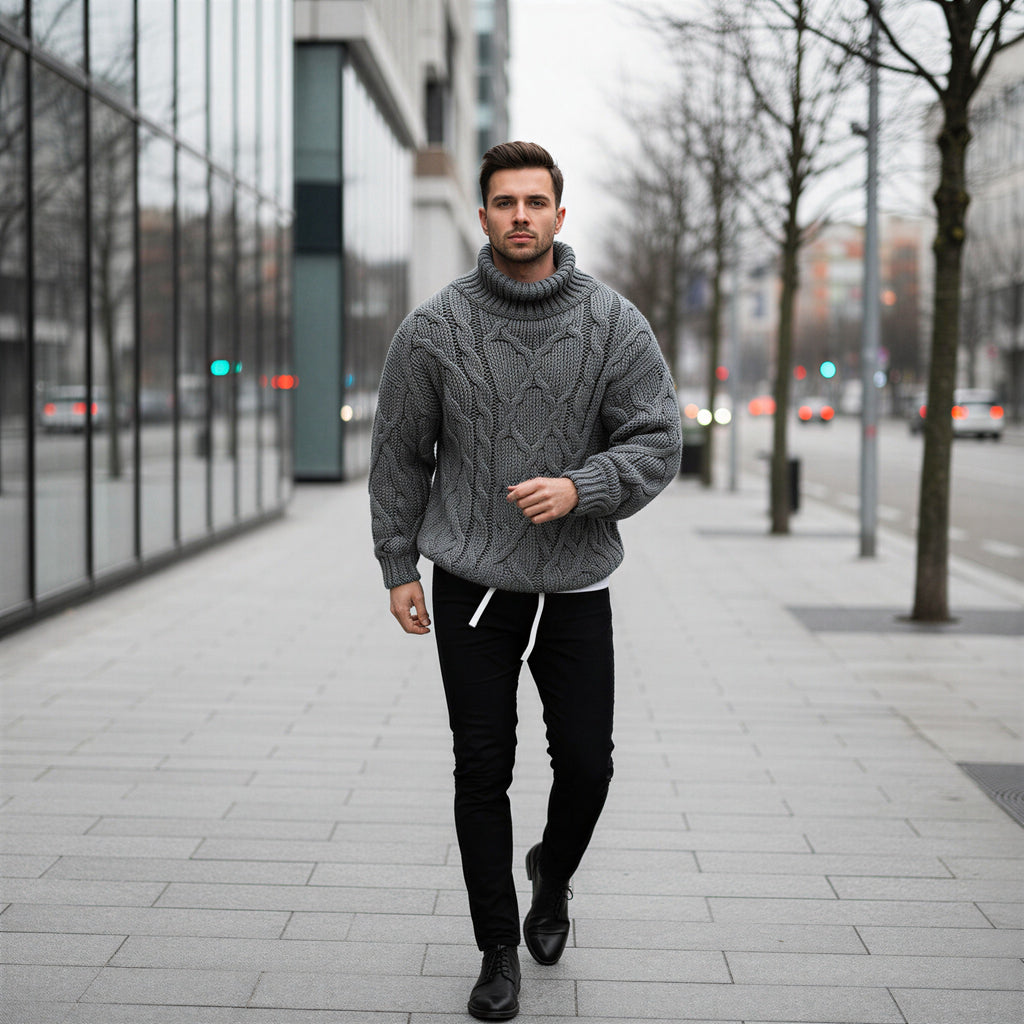 Afslappet Striktrøje | Groft Kabelmønster | Vinter