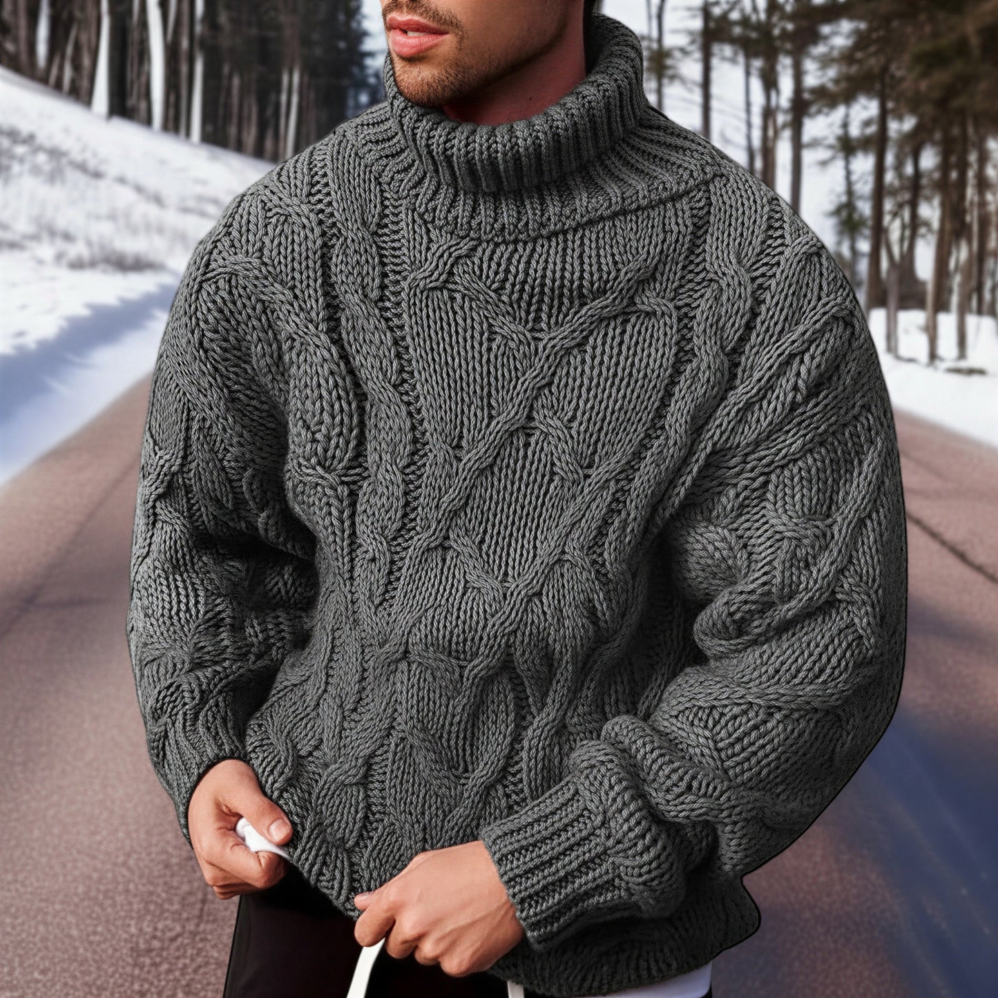 Afslappet Striktrøje | Groft Kabelmønster | Vinter