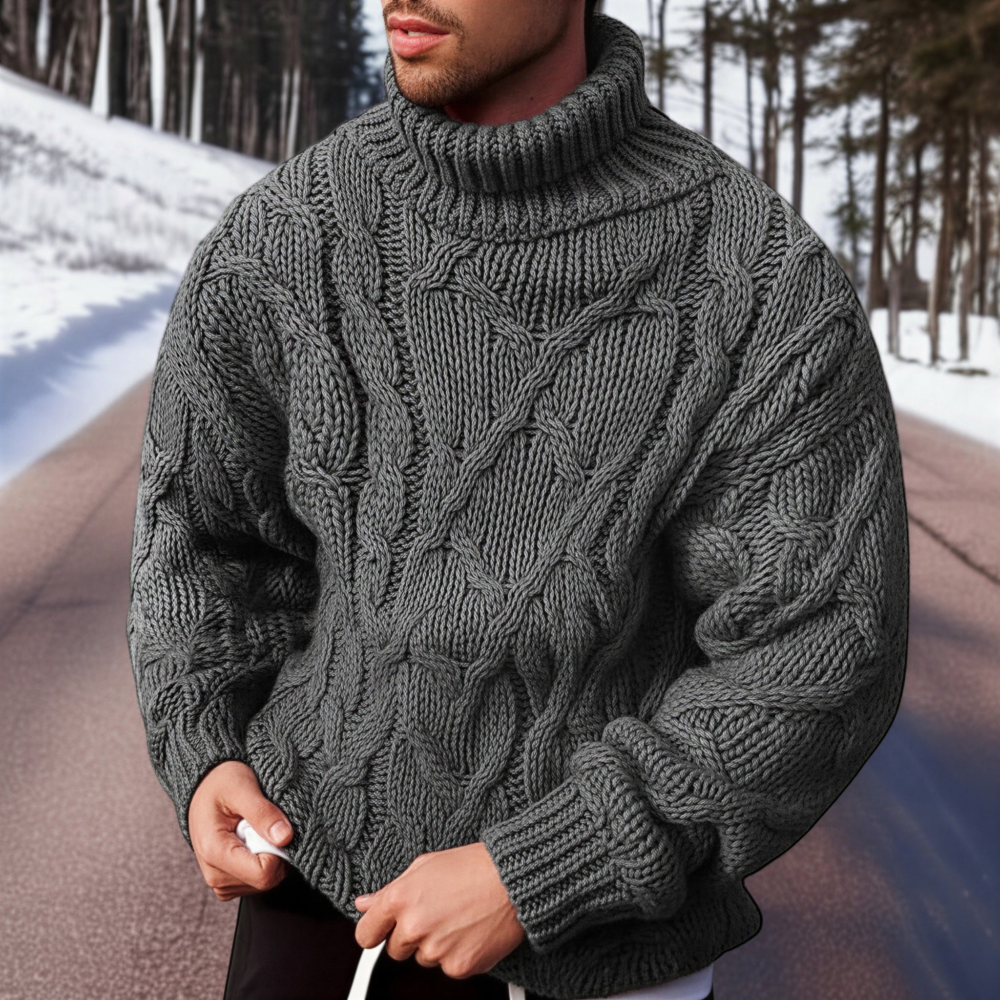 Afslappet Striktrøje | Groft Kabelmønster | Vinter